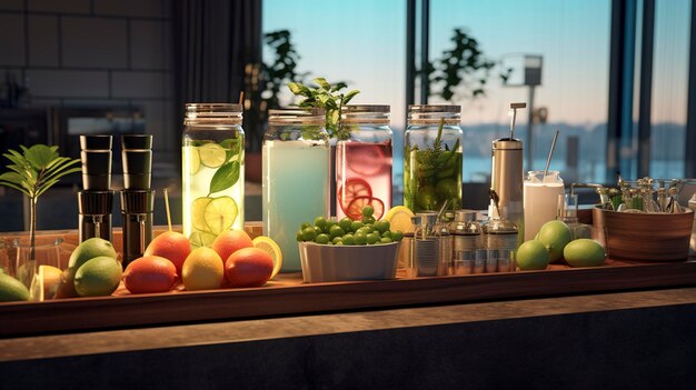 A photo of a spa's health bar serving healthy refreshments