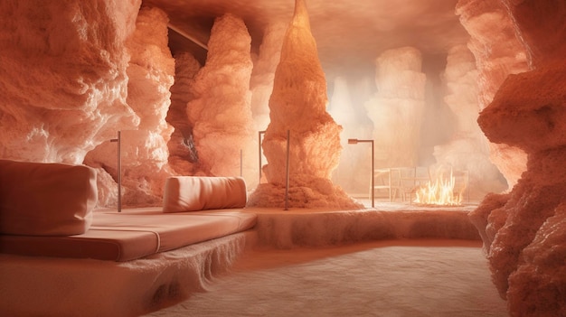 A photo of a spa's Himalayan salt room