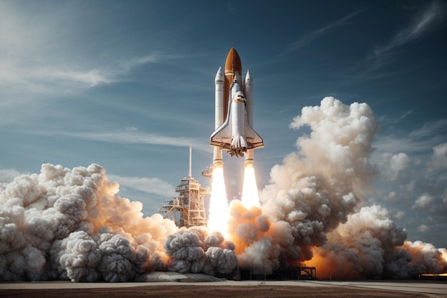 Photo space shuttle takes off into space elements of this image furnished by nasa