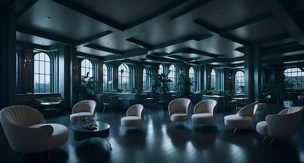 近代的な家具を備えた広々とした明るい会議室の写真