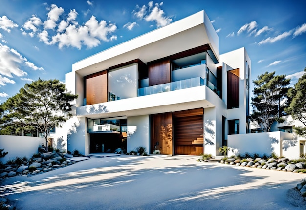 Photo of a spacious white house with abundant windows and natural light