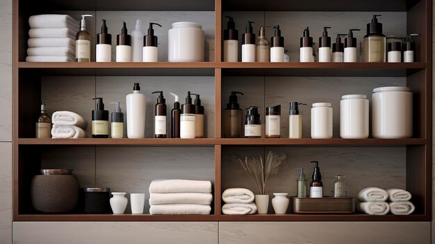 A photo of a spas wellstocked shelves with beauty essential