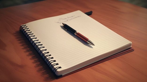 A photo of a spiralbound notepad with a pen