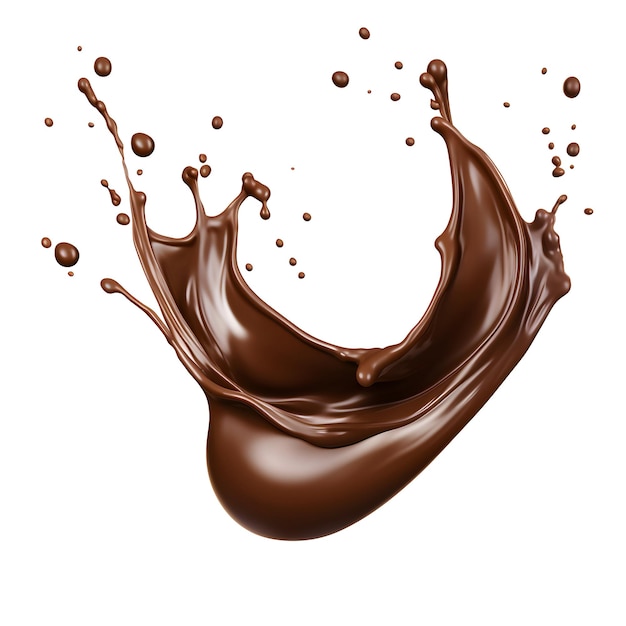 Photo splash of brownish hot coffee or chocolate isolated on white background
