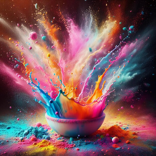 Photo of splash powder of colors at the Holi Festival