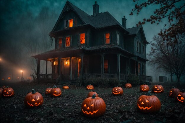 Photo photo spooky halloween house
