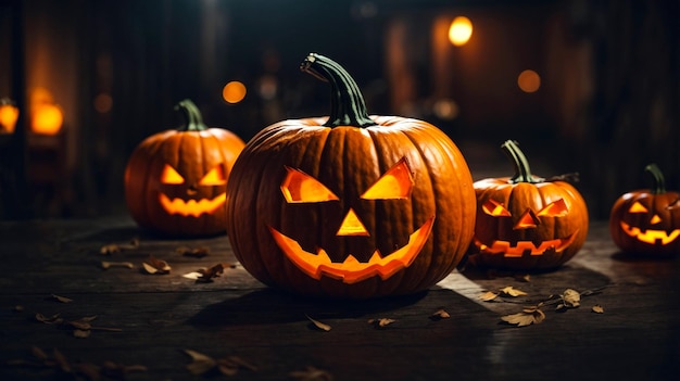 Photo spooky halloween pumpkin carving