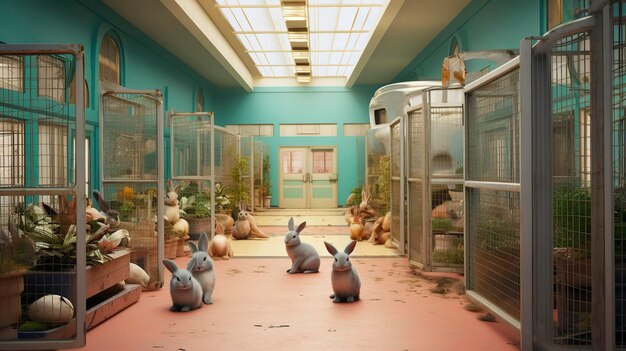 Photo a photo of a spotless rabbit boarding room