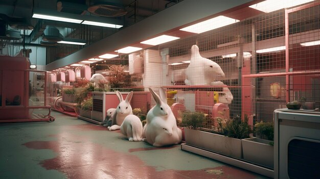 Photo a photo of a spotless rabbit daycare facility