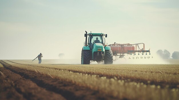 Photo a photo of a spreader distributing fertilizer