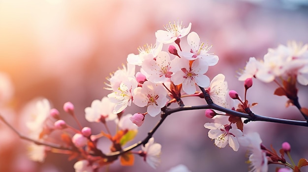 Photo spring background cherry blossoms beautiful natur