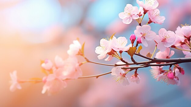 Photo spring background cherry blossoms beautiful natur