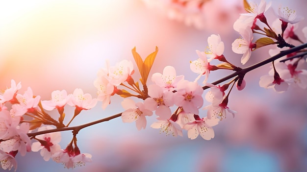 Photo spring background cherry blossoms beautiful