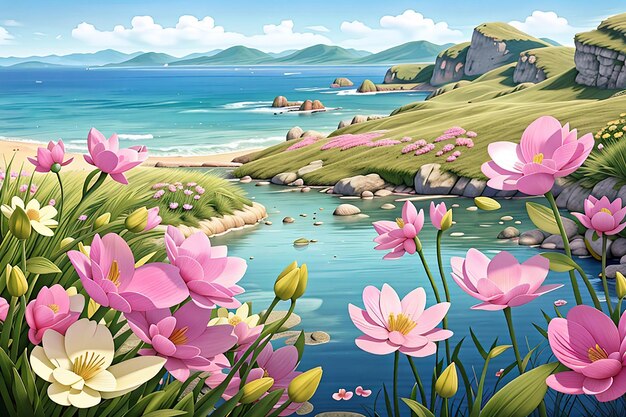 Photo spring flower sea illustration