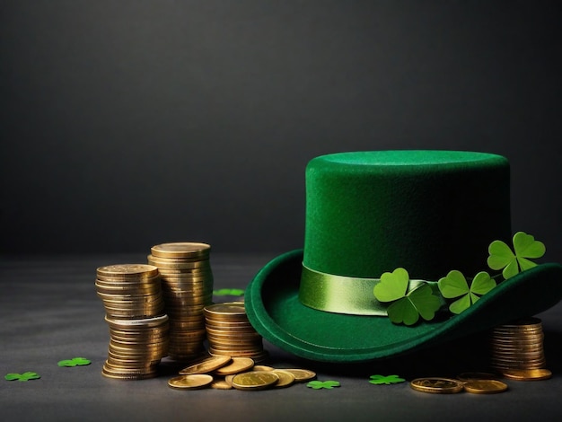 photo of st patricks day celebration with glasses of drinks and heap of coins