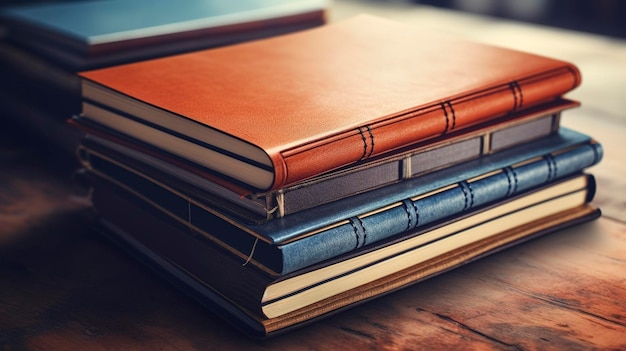 A photo of a stack of blank notebooks