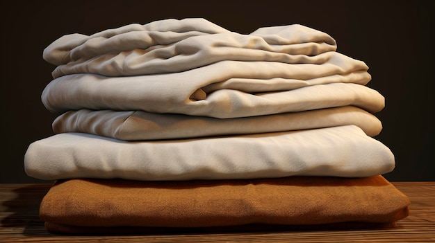 A photo of a stack of freshly laundered linens