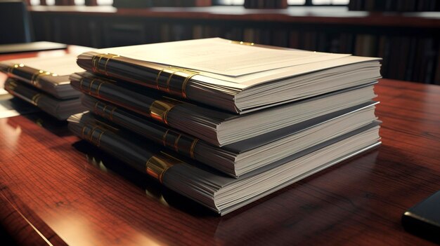 Photo a photo of a stack of legal documents on a desk