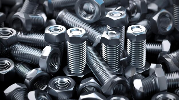 A photo of a stack of zinccoated nuts and bolts