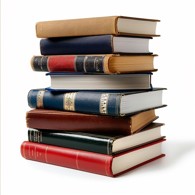 Photo photo of stacked books isolated on white