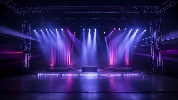 A photo of a stage and lighting for a live performance
