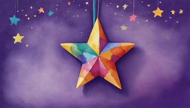 Photo Of Star PiaAta Watercolor Against Purple Background