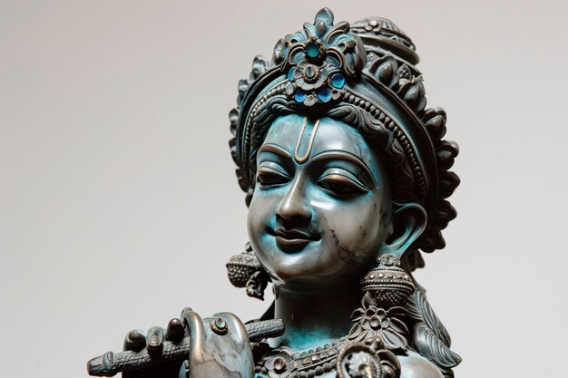 Foto foto di una statua di krishna generative ai