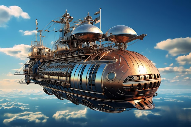 Foto foto di dirigibile ispirato allo steampunk 4k wallpaper