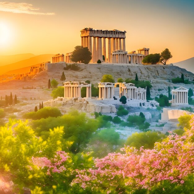 Photo Step into the heart of Athens and behold the resplendent above the city ai generated