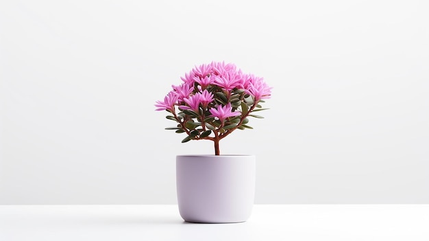 Photo of Stock flower in pot isolated on white background