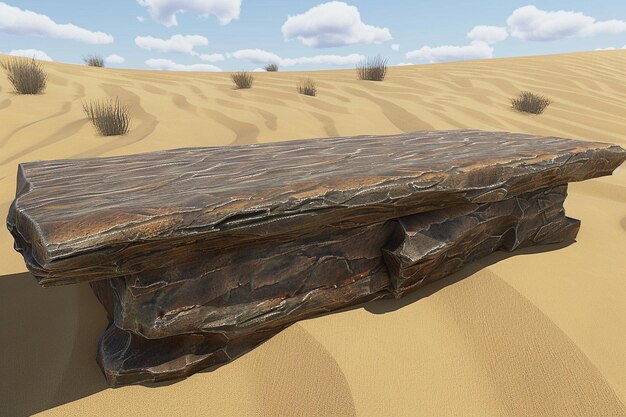 Photo of a stone podium in realm of shifting sands