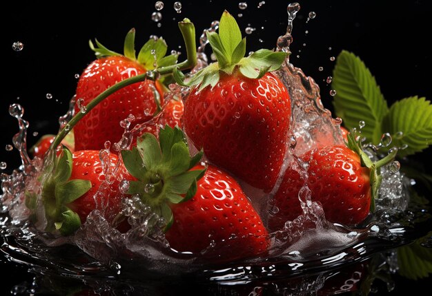 photo of strawberries in water splash