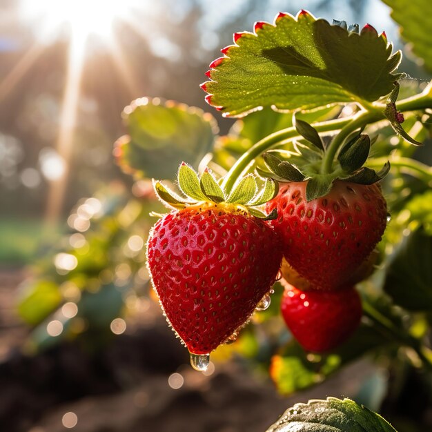 Photo of strawberry in a strawberry farm