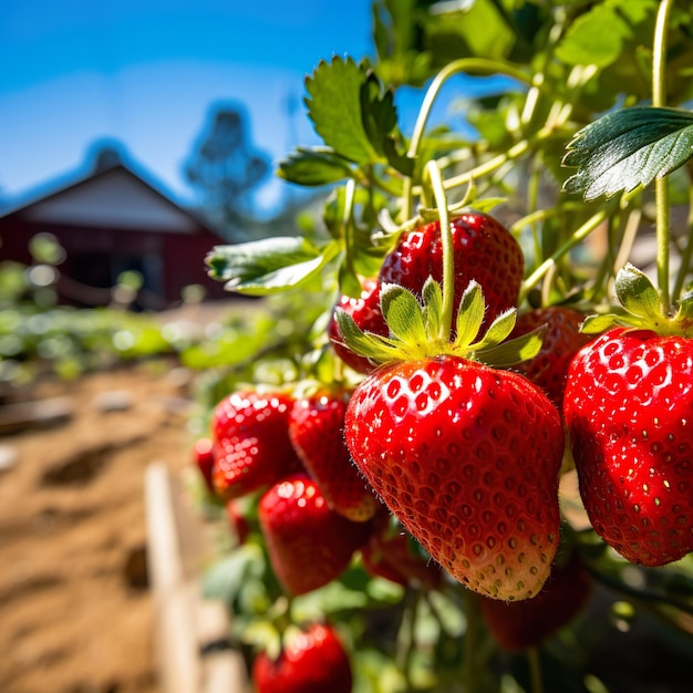 Photo of strawberry in a strawberry farm