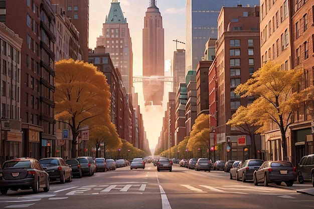 Photo street in new york city view beautiful