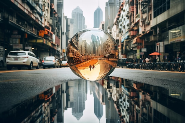 Photo photo street view of hong kong and glass of skyscrapers