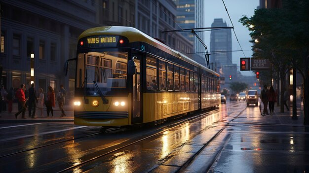 クリーンな電気で動く路面電車の写真