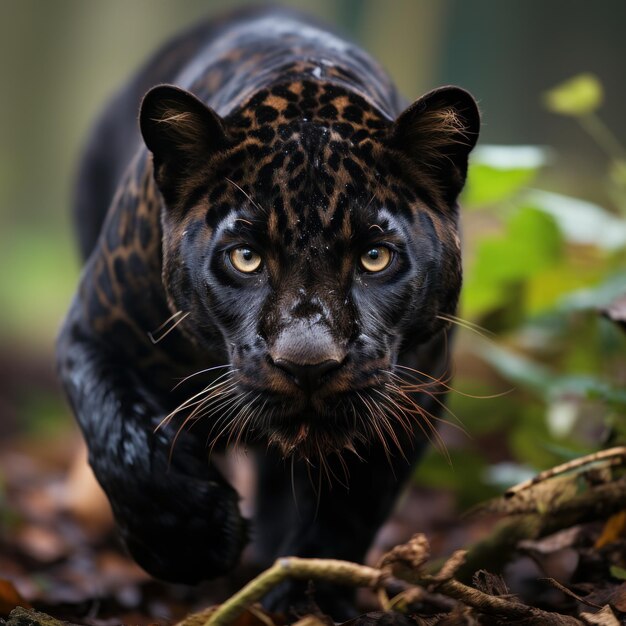 Foto foto di una straordinaria e elusiva pantera nera