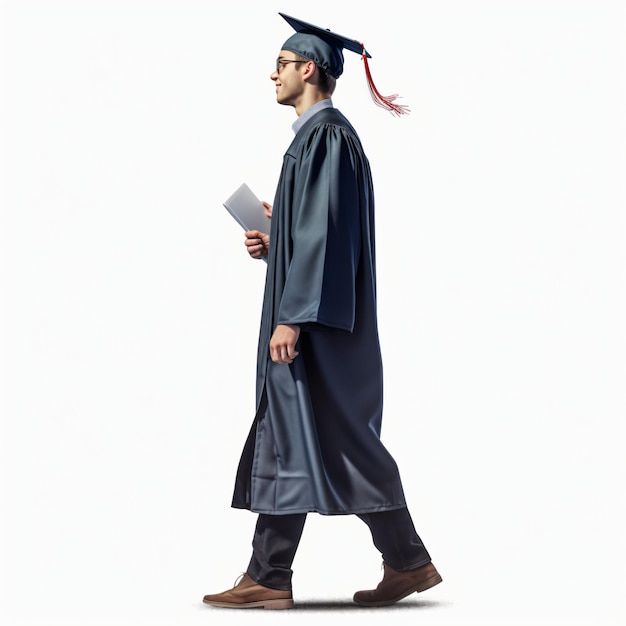 Photo student walking to graduation ceremony made with generative ai