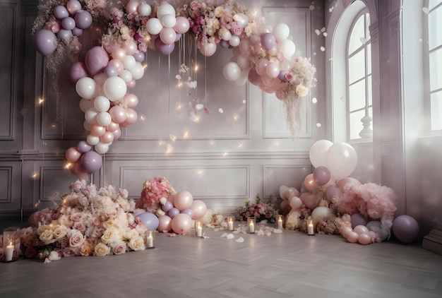 Photo Studio Background with decorative balloons