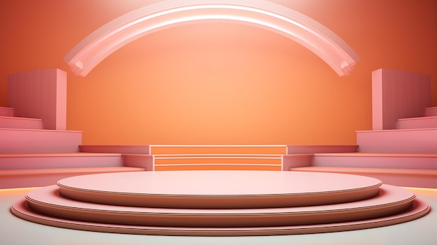 Photo studio background with realistic podium empty