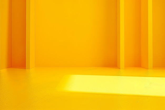 Foto studio fotografico con illuminazione e attrezzature con sfondo fotografico vuoto di colore giallo