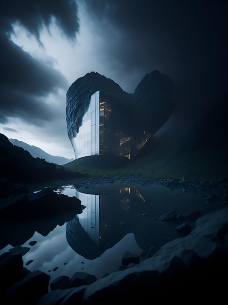 Photo of a stunning architectural marvel that appears to be floating on water