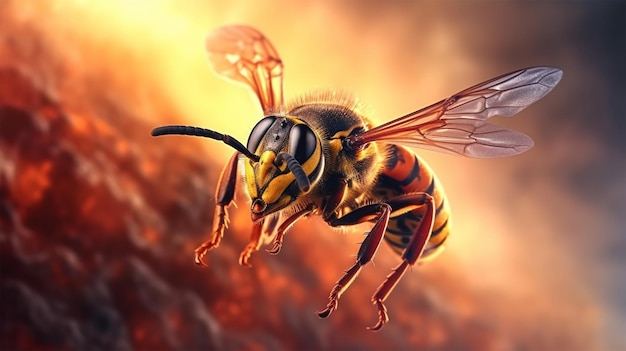 美しいミツバチが飛ぶ写真