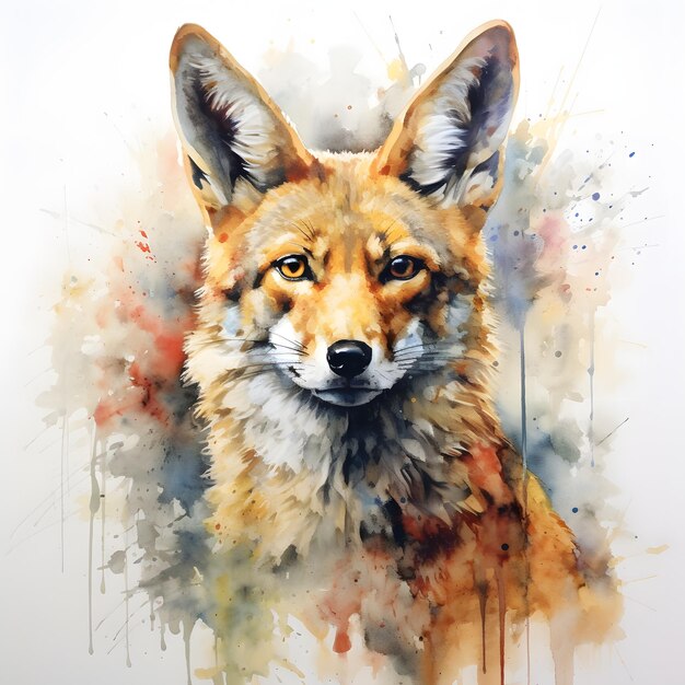 Photo of a stunning fox painting against a clean white background