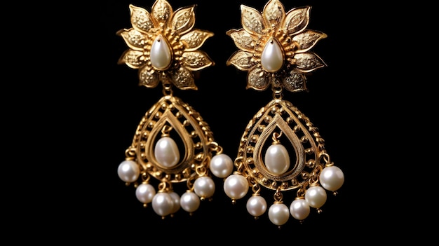 A Photo of Stunning Gold Earrings with Pearl