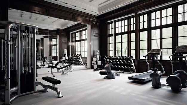 A Photo of Stylish and Functional Home Gym with State of the Art Equipment