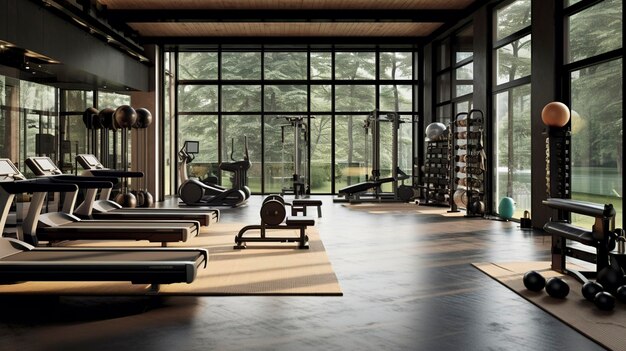 A Photo of Stylish and Functional Home Gym with State of the Art Equipment