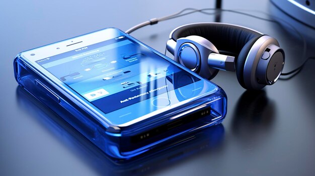 A photo of a stylish iPod with over ear headphones