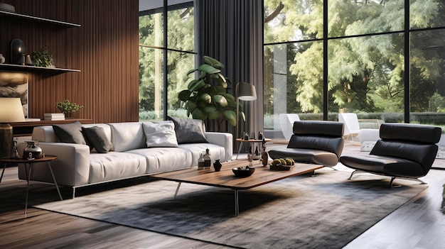 A photo of a stylish living room with modern decor